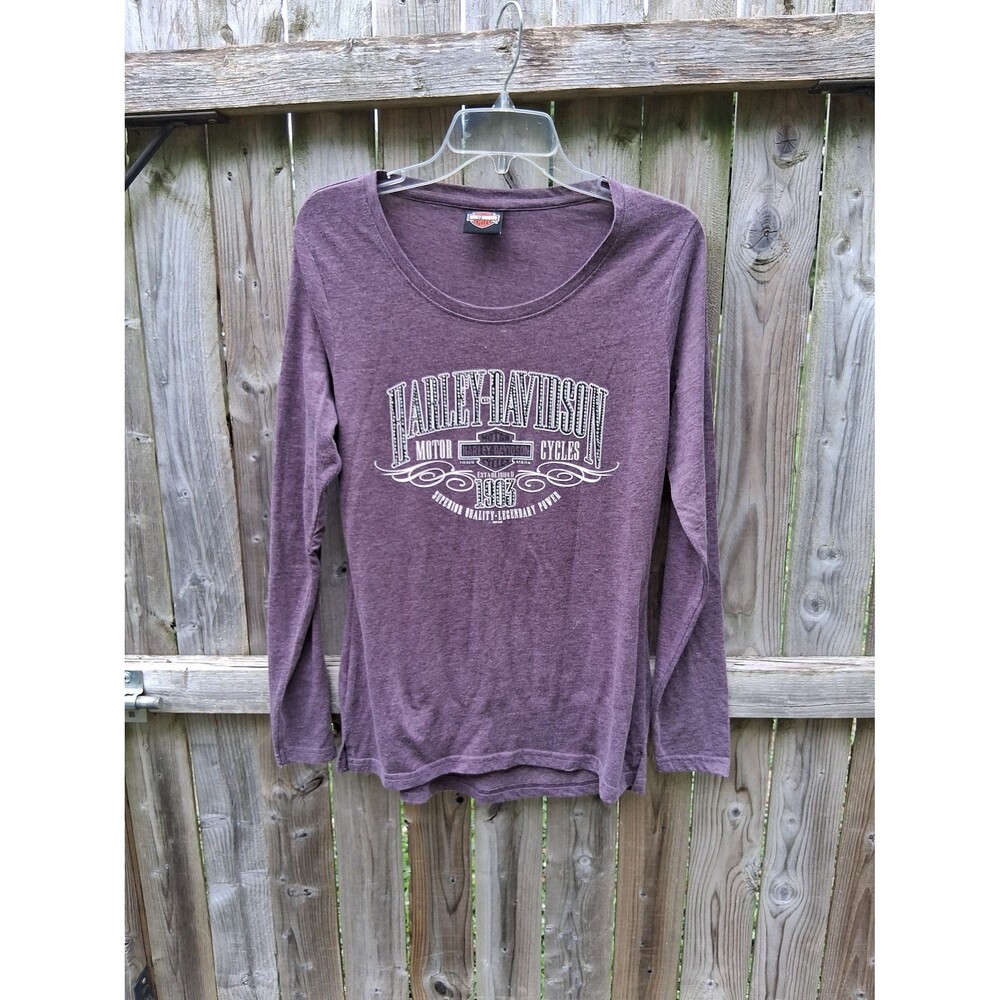 106 Harley Davidson Rhinestones Long Sleeve Top Women's Medium Purple Iowa 2017